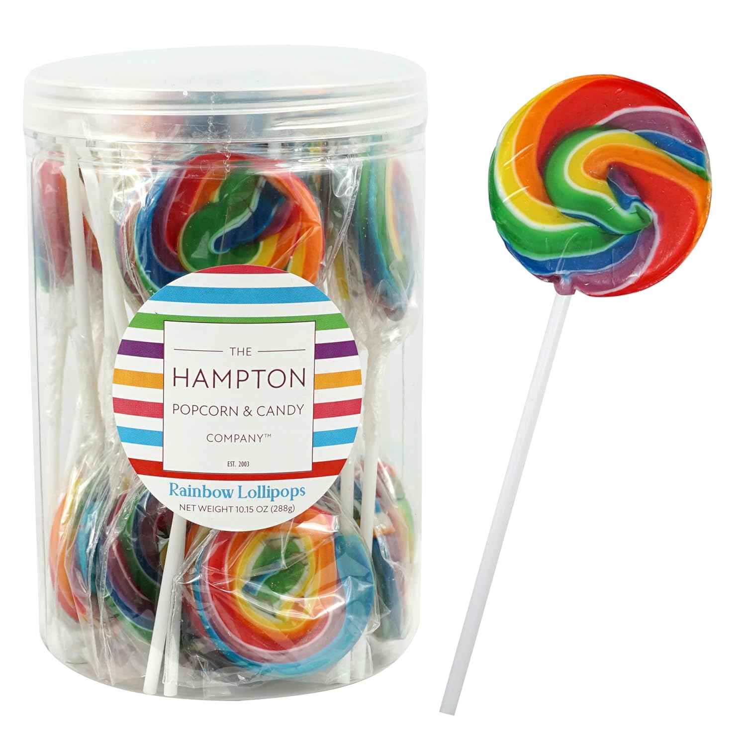 Hampton Popcorn & Candy Company Swirl Lollipops 24 Pack – Nostalgic Birthday Gift for Mom and Candy Buffet Hostess Favor