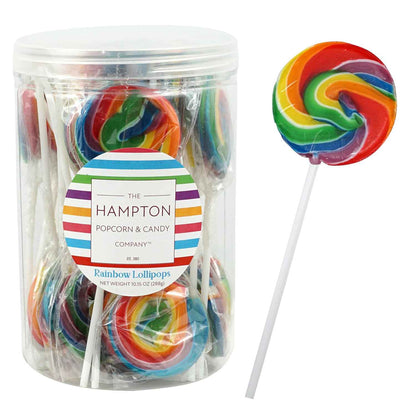 Hampton Popcorn & Candy Company Swirl Lollipops 24 Pack – Nostalgic Birthday Gift for Mom and Candy Buffet Hostess Favor