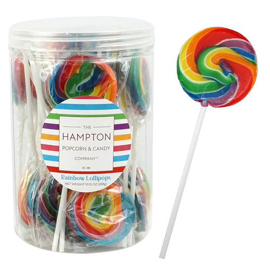 Hampton Popcorn & Candy Company Swirl Lollipops 24 Pack – Nostalgic Birthday Gift for Mom and Candy Buffet Hostess Favor