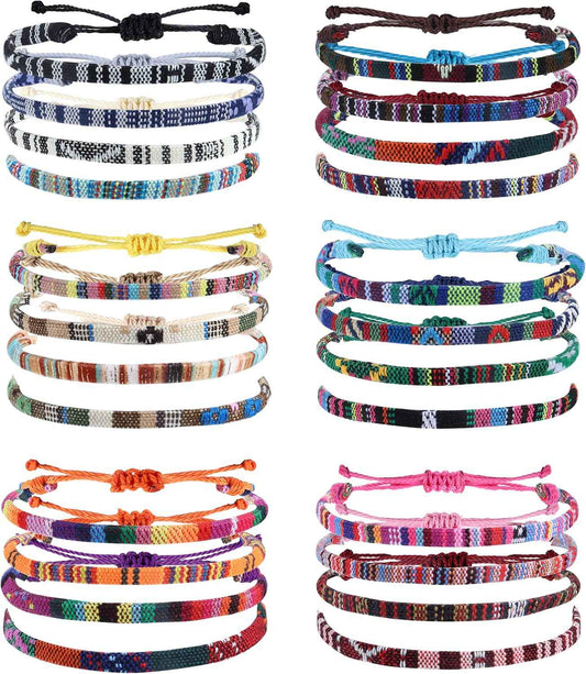 WATERPROOF JEWELRY 24 Bulk Surfer Bracelet Assortment – Quiet Design Handmade Anklets, Adjustable Waterproof Rope for Less-Is-More Styling