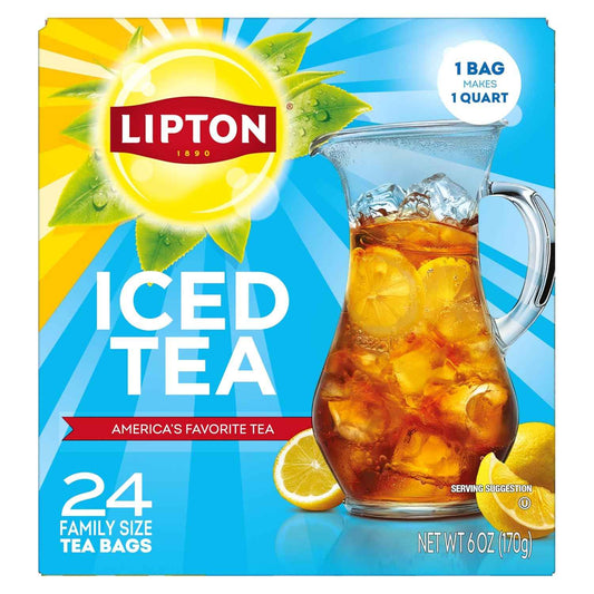 Lipton Unsweetened Iced Tea Bags – Zero Calorie Wellness Drink for Mindful Home Brewing, 24 Family Size Quart Bags