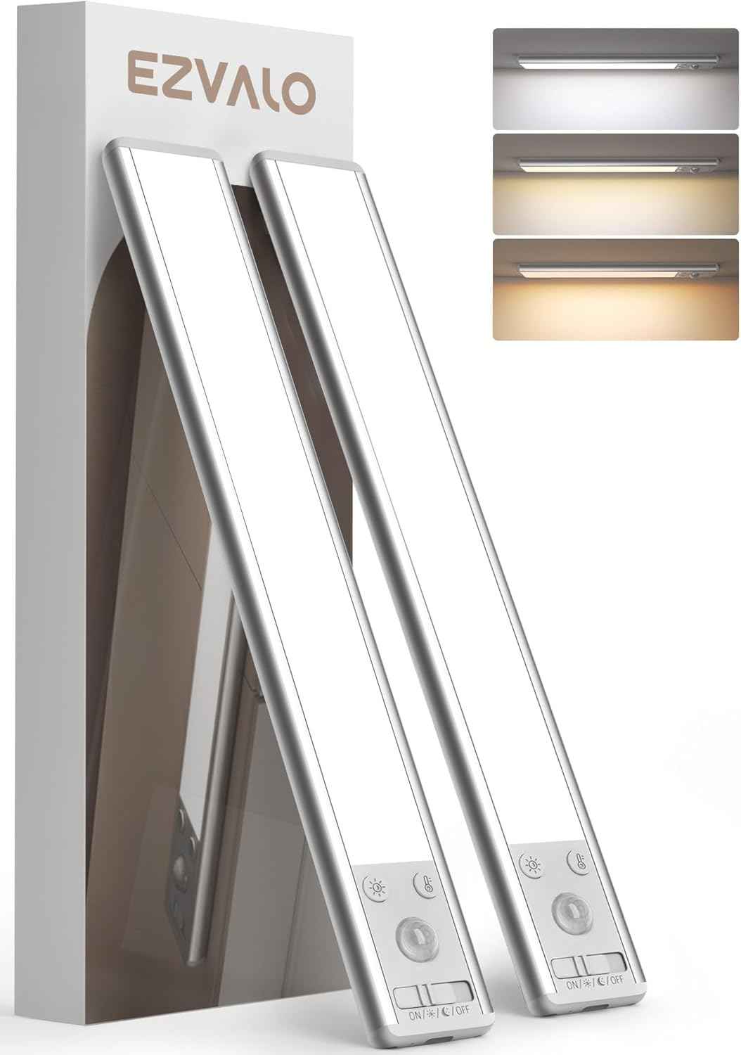 EZVALO Wireless Puck Light – Brushed Aluminum Profile, Adhesive Mount for Clutter-Free Interiors