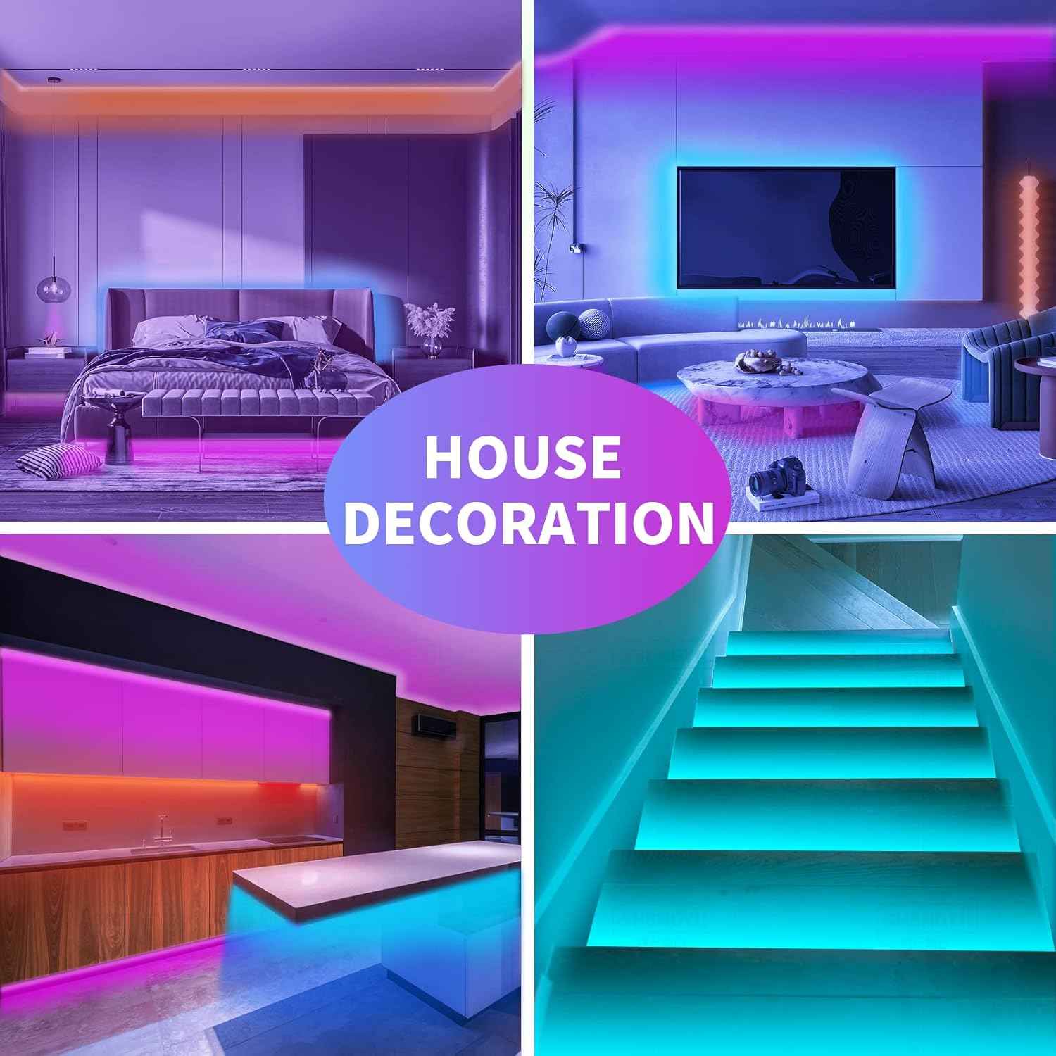 KSIPZE 100ft LED Strip Lights for Kids Bedroom, RGB Color Changing Lights with App and Auto Timer for Playroom