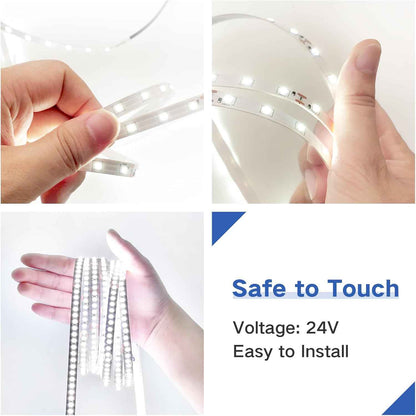LumGlow 24V LED Strip Lights – Low-Voltage Flameless Bedroom Lighting Safe for Kids, Pets, and Overnight Use