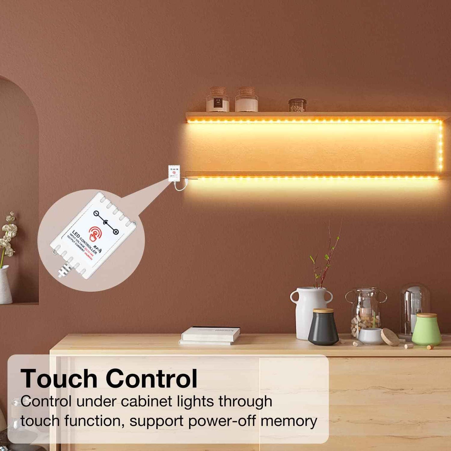 DAYBETTER Dimmable LED Strip Lights for Kitchen Cabinets – Modern Home Decor Accent Lighting, 2700K-6500K
