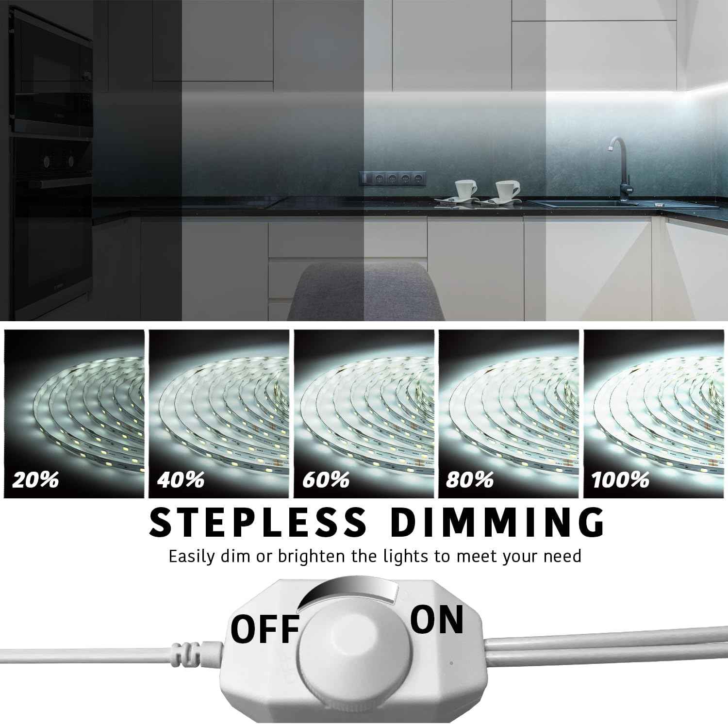 dalattin LED Tape Light – Tool-Free Peel and Stick Strip for Uncluttered Living Spaces, 24V