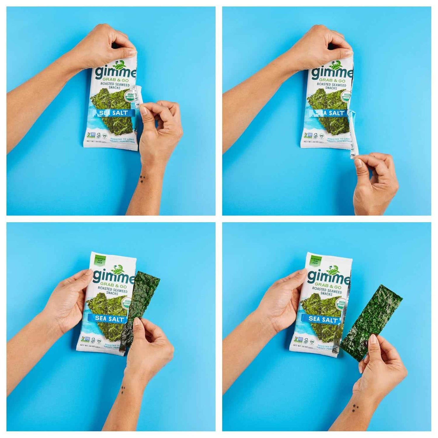 Gimme Seaweed Roasted Seaweed Snacks Clean Label Pantry Staple Simple Ingredients Organic 5 Count