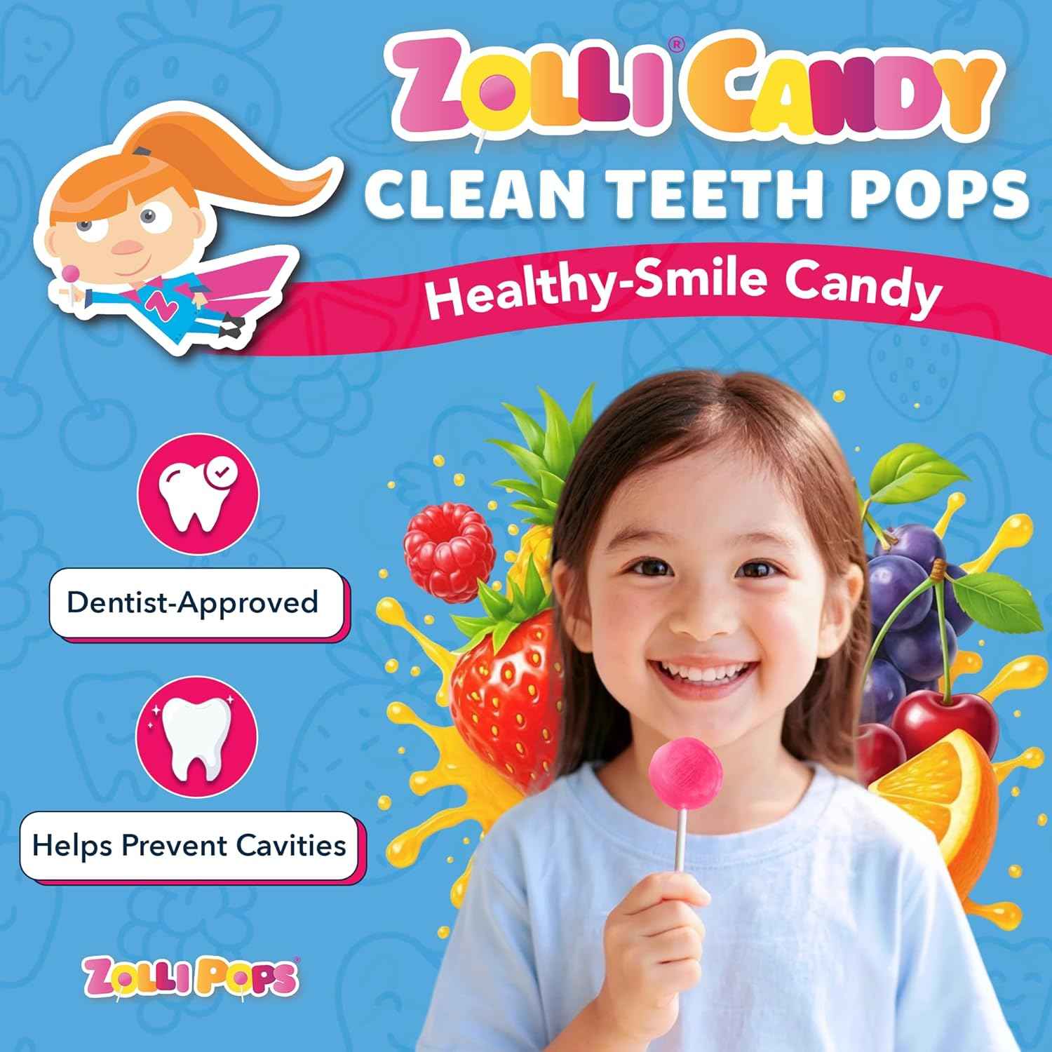 Zollipops Clean Teeth Lollipops – Thoughtful Health Conscious Gift for Grandparents to Spoil Grandchildren, Sugar Free 5.2oz