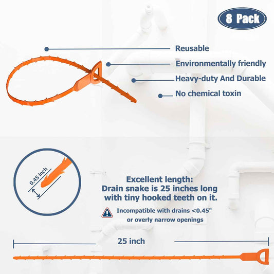 Drain Snake – 25 Inch Bathroom Accessory for Clean and Tidy Sink Spaces