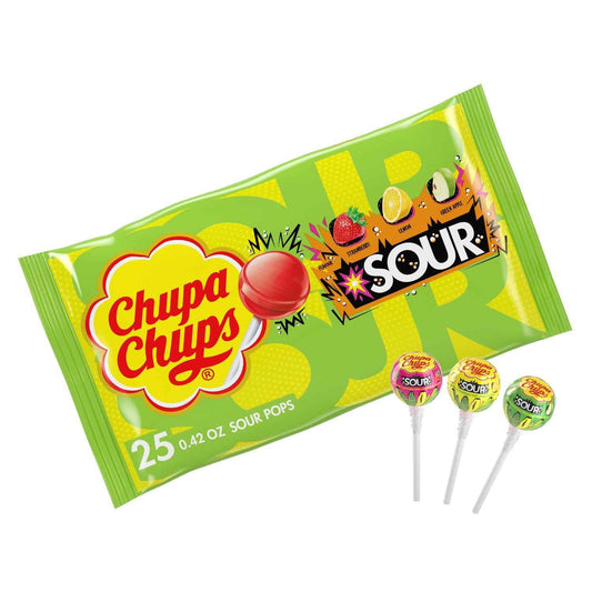 Chupa Chups Sour Lollipops – Thoughtful Stocking Stuffer and Care Package Add-on, Bulk Sour Lollipops