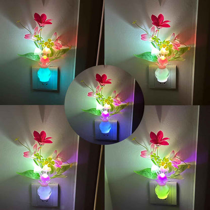 MushroomBloom Decorative Plug-in Night Light – Mushroom and Lily Flower Accent Lamp for Bedroom and Living Room