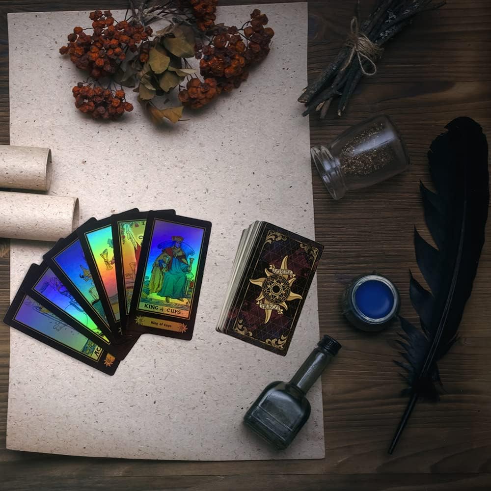 Tarot_Cards_Set_of_78_Surface_Laser_Cards_with_English_Instructions_Book_for_Beginners_(English_Edition)