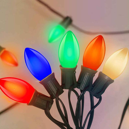 Holiday Brilliance Vintage C9 Lights – Waterproof Connectable Outdoor String Lights for Roofline, Gazebo and Sidewalk
