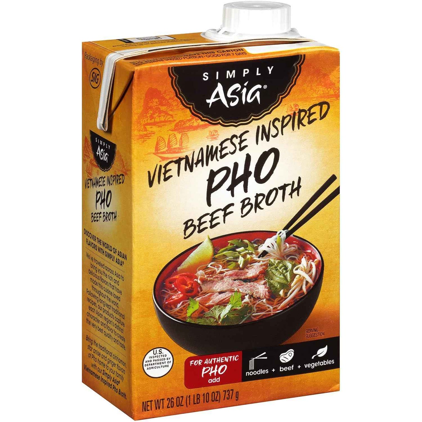 Simply Asia Vietnamese Inspired Pho Beef Broth – Gluten-Free Wellness Pantry Staple, Clean-Label Soup Base for Mindful Eating