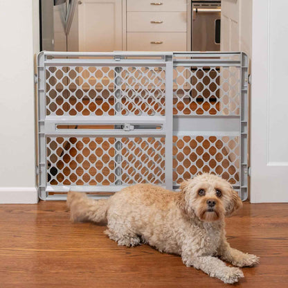 MYPET Universal Pet Gate – Child and Pet Safety Gate for Nursery Doorways and Playrooms, Pressure or Hardware Mount, Gray