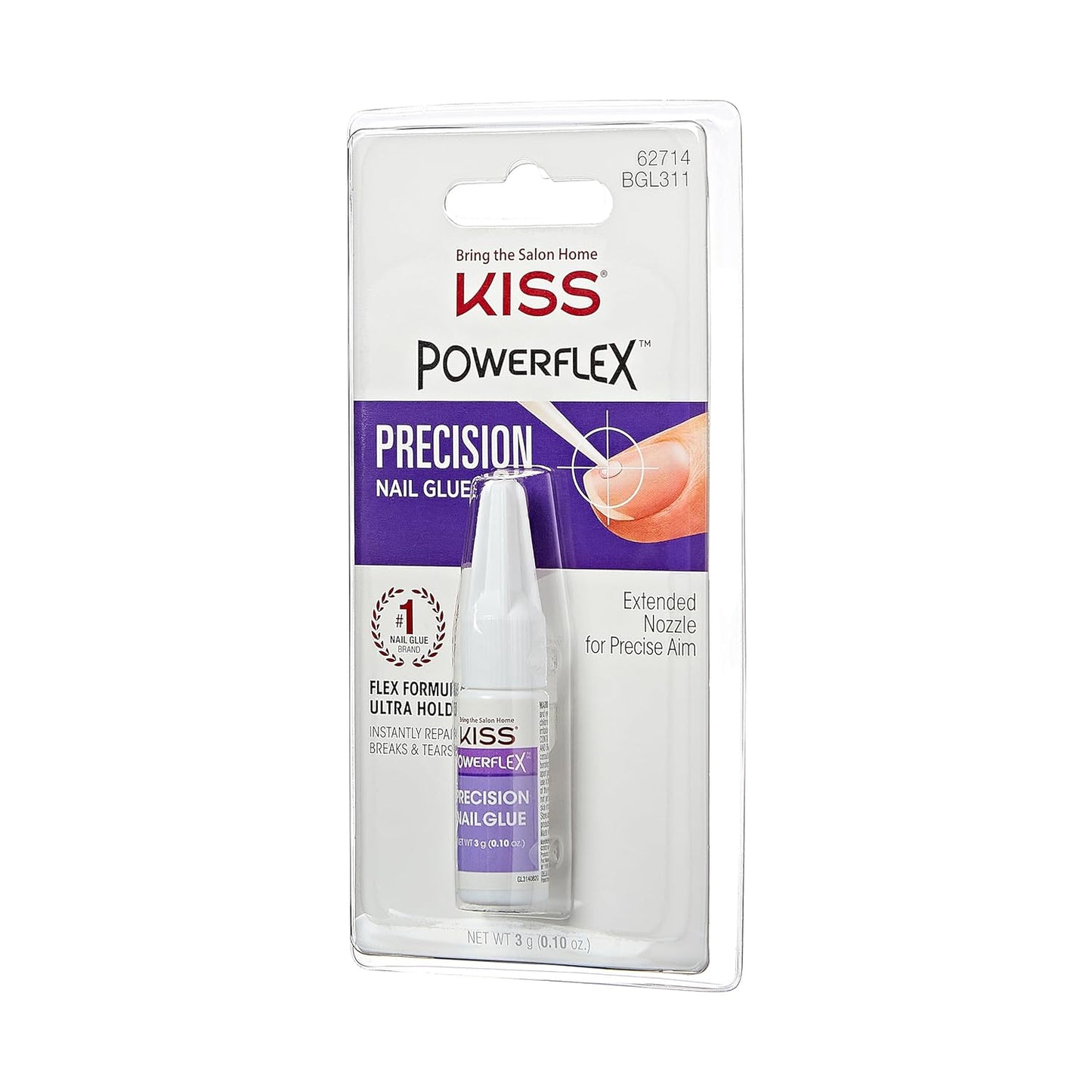 KISS_PowerFlex_Precision_Nail_Glue_-_Fast_Drying_Adhesive_for_Glue-On_Nails_&_Repairs_with_Precision_Tip_Nozzle,_Ideal_for_Tips_&_Wraps,_Net_Wt._0.10_oz_(3g)_Manicure_Nail_Art_Nail_Care_Nail_Polish_Polish_Cutics_Cosmetic_Salon