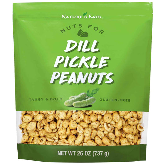 Nature's Eats Dill Pickle Peanuts 26oz – Resealable Shareable Snack for Tailgating, Camping, and Patio Lounging