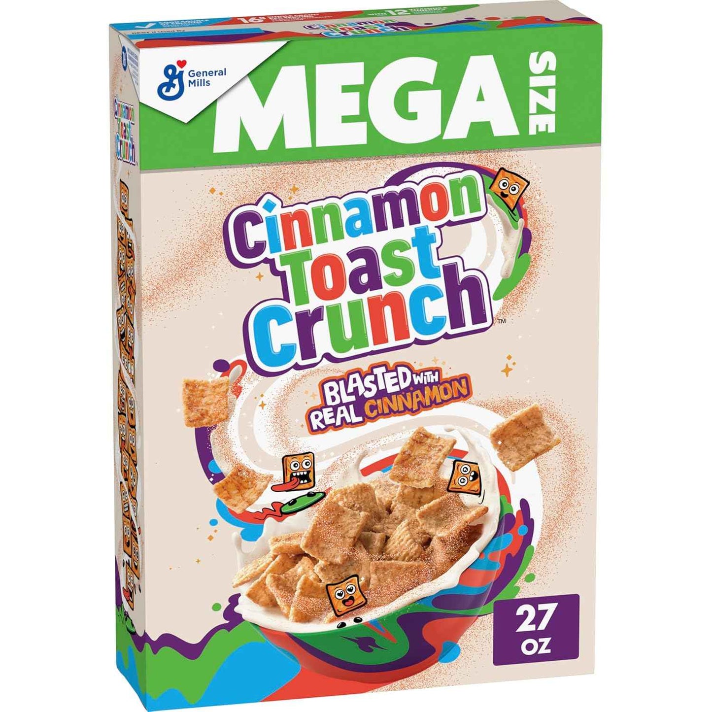 Cinnamon Toast Crunch Fortified Cereal with 12 Vitamins and Calcium, 27 oz for Everyday Pantry Nutrition