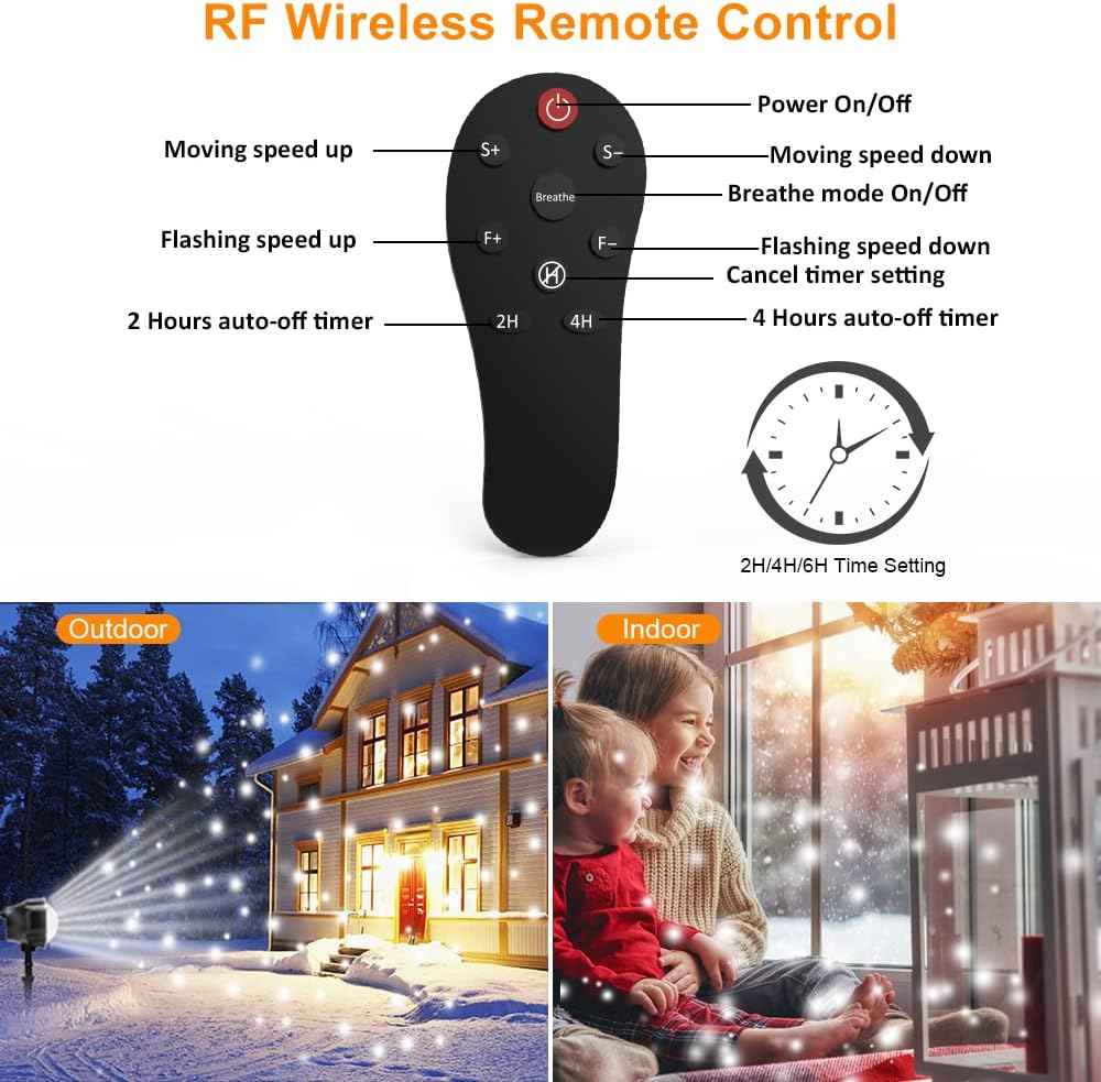 LuminScape Snowfall Projector – Fire-Free LED Night Light for Kids Bedroom and Nursery Window