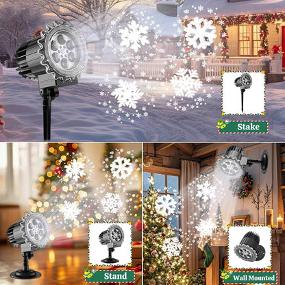3D Snowflake LED Projector – Bedroom Wall Decor with Dynamic Falling Snow Effect