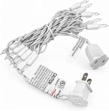 Mini Christmas Lights String Warm White Vintage Short Strand Lights, Cozy Living Room Ambient Lighting for Small Trees and Wreaths, 10 Bulbs 5ft White Wire