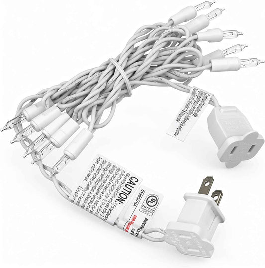Mini Christmas Lights String Warm White Vintage Short Strand Lights, Cozy Living Room Ambient Lighting for Small Trees and Wreaths, 10 Bulbs 5ft White Wire