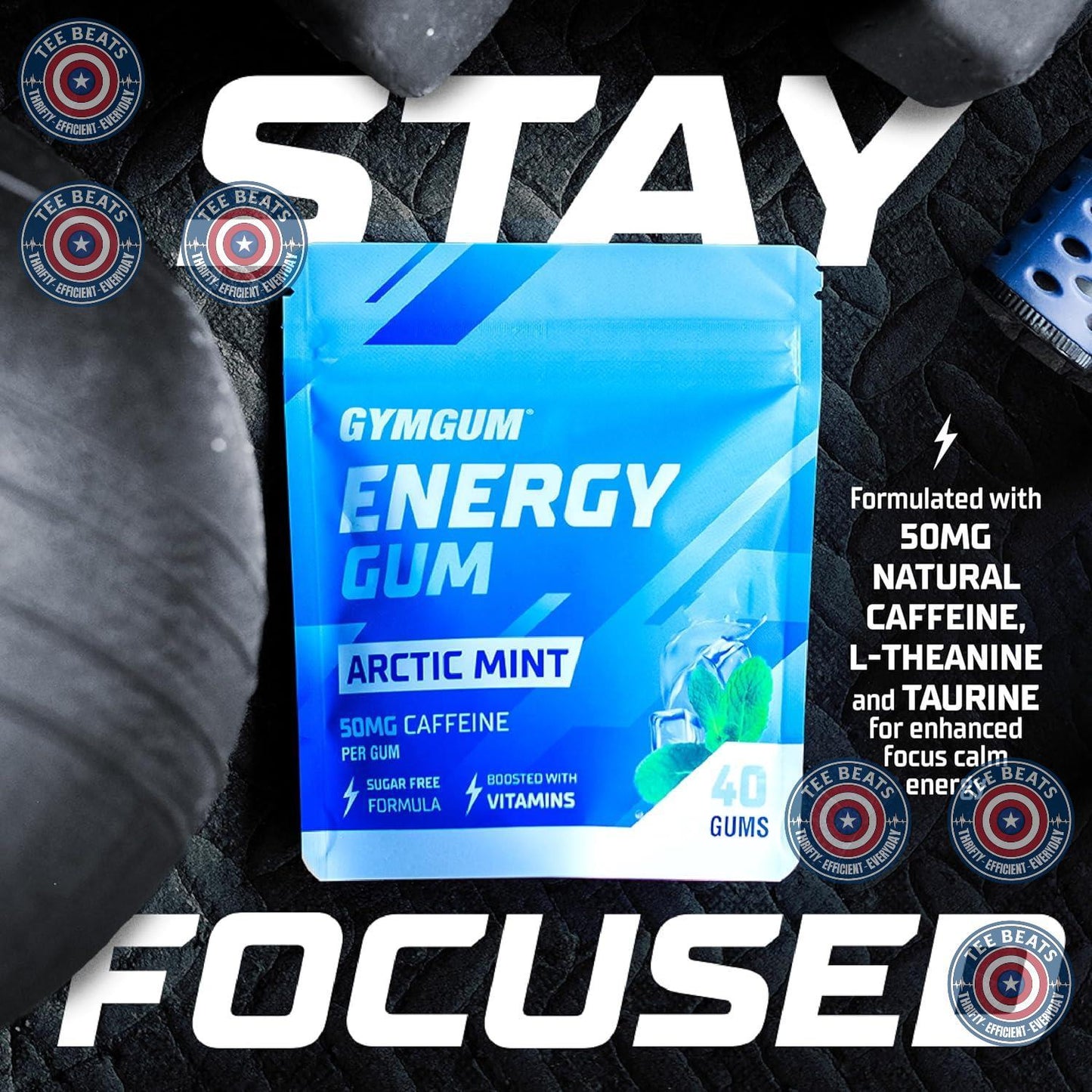 GYMGUM_Energy_Caffeine_Gum_|_50mg_Caffeine_|_Sugar-Free,_Keto-Friendly_|_Fast-Acting_Energy_&_Focus_Gum_with_Guarana_&_L-Theanine_(10_Pieces)