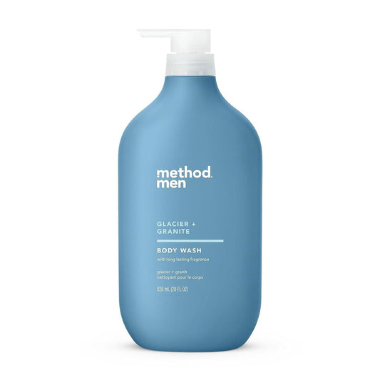 28 oz gel liquid body wash bottle in 13 scent variants spanning energizing, calming, fresh, and earthy profiles