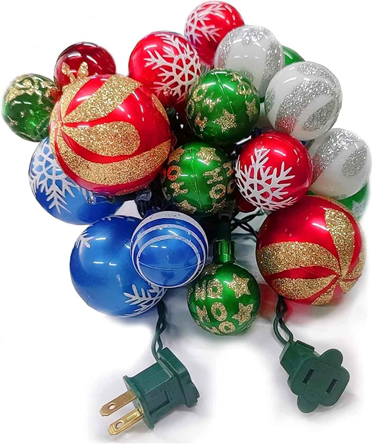 MerryMuse Single-Strand Ornament Lights 28ft, Clean Minimalist Christmas Decor with Subtle Star Pattern Bulbs