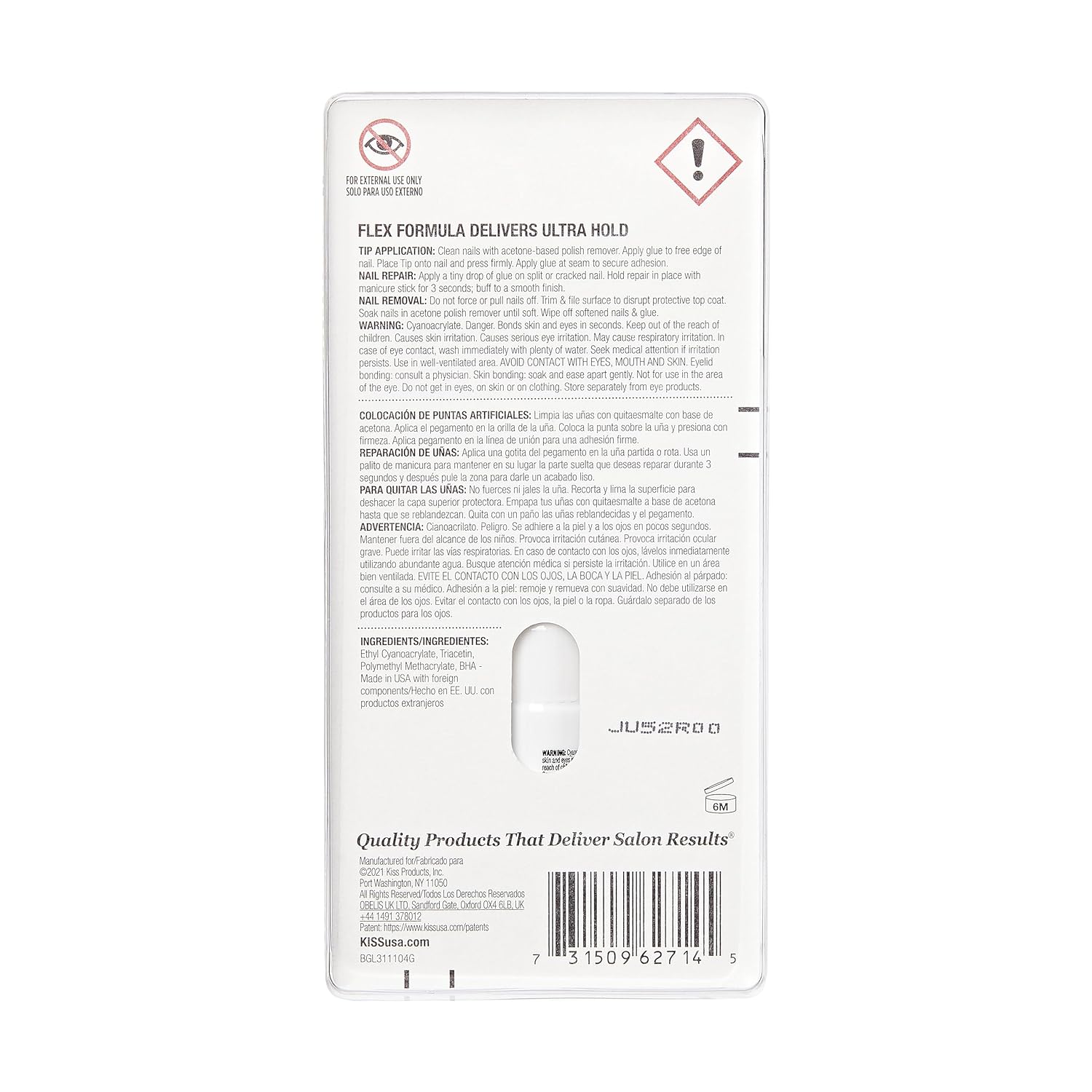 KISS_PowerFlex_Precision_Nail_Glue_-_Fast_Drying_Adhesive_for_Glue-On_Nails_&_Repairs_with_Precision_Tip_Nozzle,_Ideal_for_Tips_&_Wraps,_Net_Wt._0.10_oz_(3g)_Manicure_Nail_Art_Nail_Care_Nail_Polish_Polish_Cutics_Cosmetic_Salon