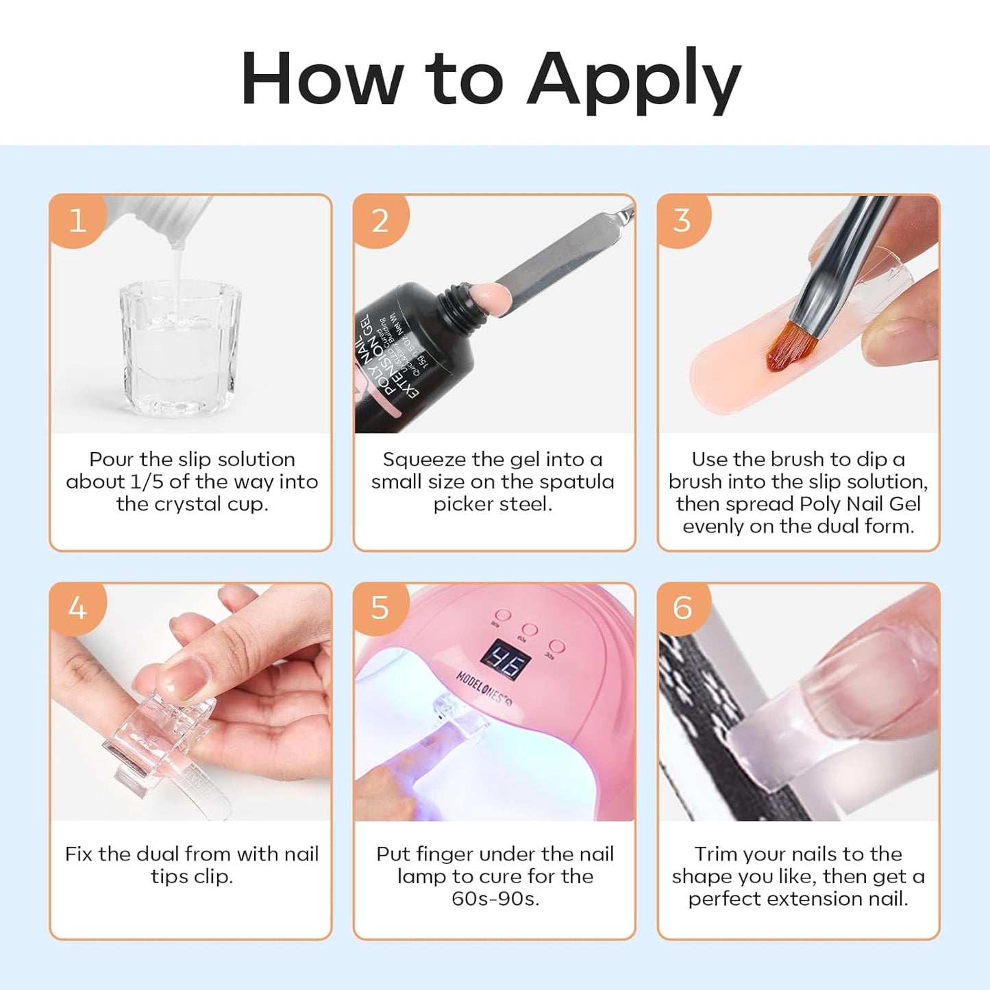 modelones_Slip_Solution_for_Poly_Gel,_2.8oz_Anti-Stick_Gel_Liquid_for_Poly_Gel_Nails_with_120Pcs_Flat_Dual_Nail_Forms_Nail_Tips_Clips_Kit