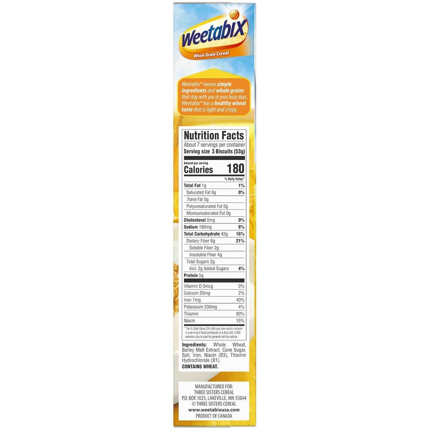Weetabix Whole Grain Cereal – Simple Pantry Staple for Clutter Free Kitchens, 14 oz Box