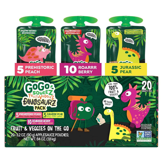 GoGo squeeZ Fruit & veggieZ Pouches – Nutrient Dense Snack for Recovery and Wellness Routines, Unsweetened Variety Pack