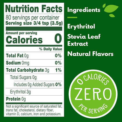 3/4 teaspoon sweetens equivalent to 2 teaspoons of sugar for efficient portioning