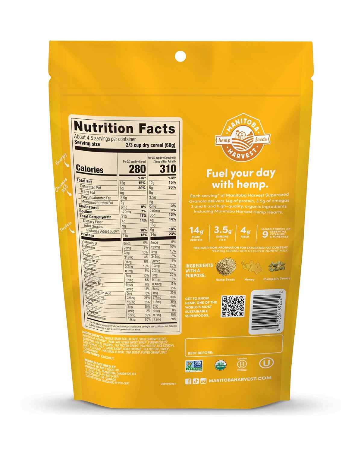 Manitoba Harvest Hemp Yeah Granola – Portable Protein Fuel for Trail Mix and Hiking Snacks