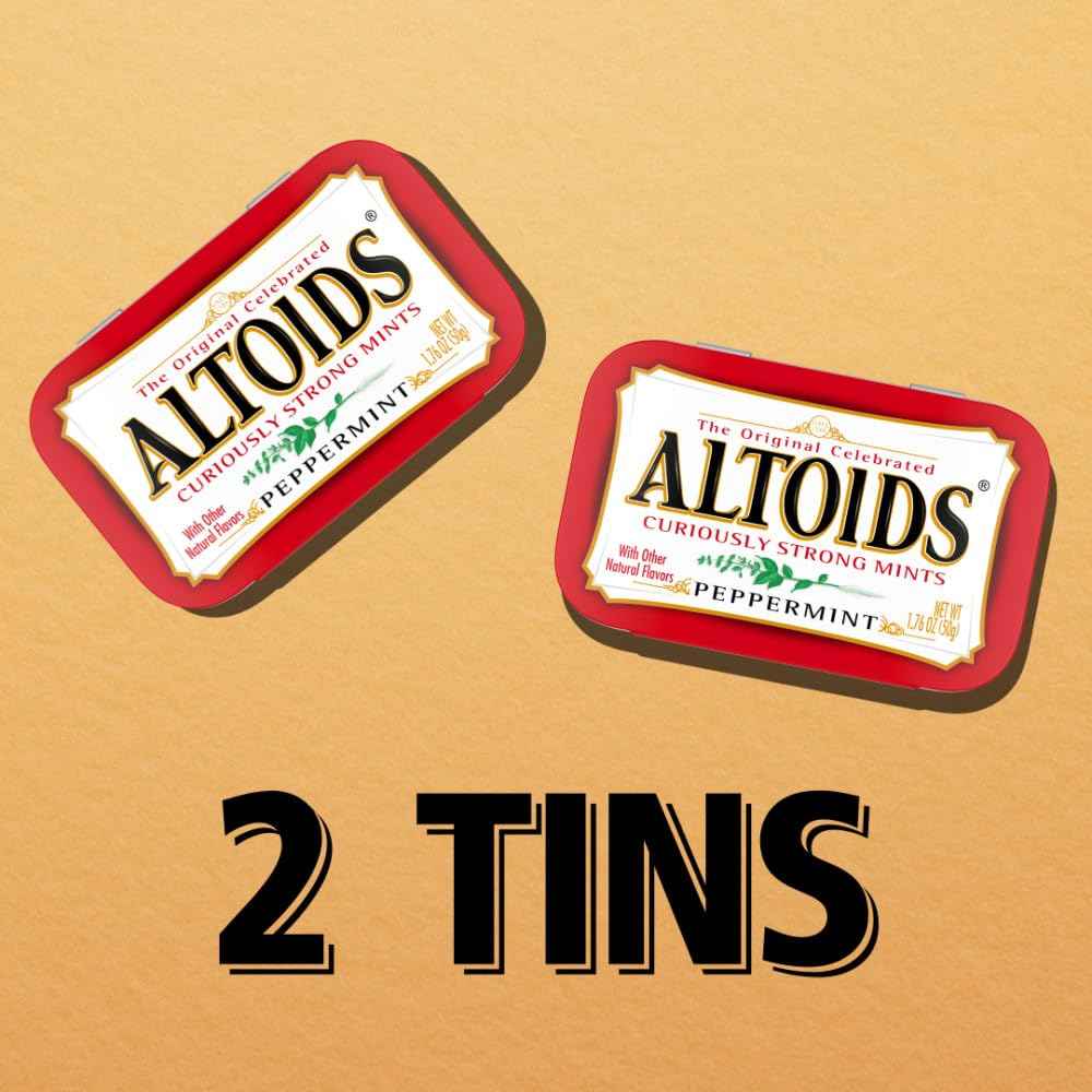 ALTOIDS Peppermint Mints – Travel-Sized Breath Freshener Tin for Cars, Airports, and Road Trips
