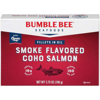 Bumble Bee Smoke Flavored Red Coho Salmon Fillets in Oil, 3.75 oz (Pack of 1) – Skinless Boneless Shelf-Stable Seafood for Keto Pantry and Clean Eating Routines