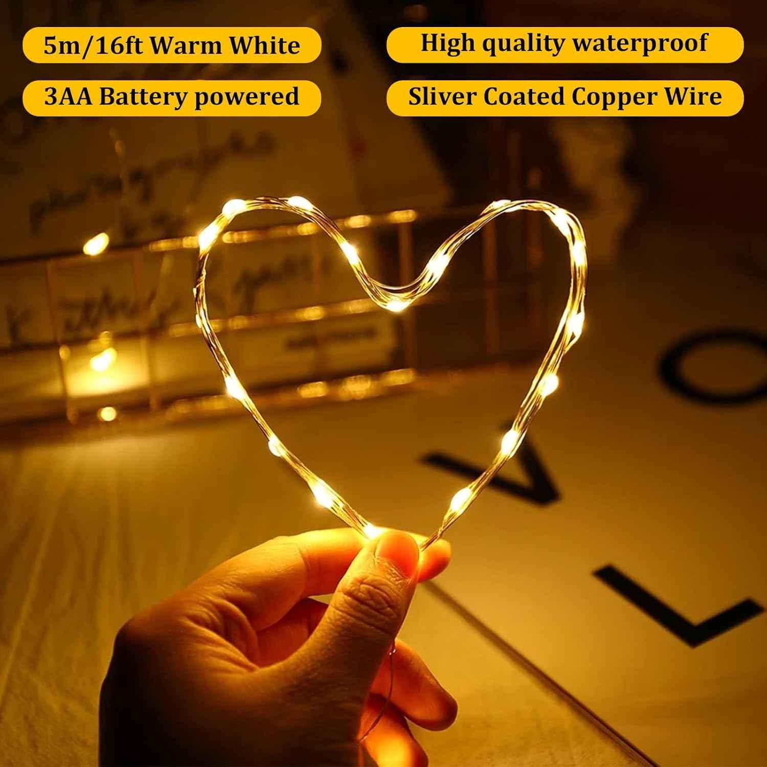 Minimax Home Flameless LED Fairy Lights – Cool-Touch 3V String Lights, Safe Around Kids & Pets