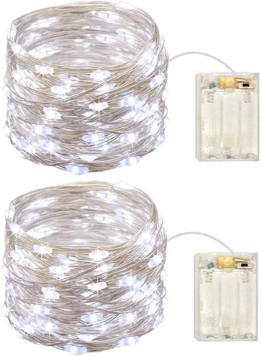 LumifyLiving Battery LED Lights – Flameless Indoor String Lights Safe Around Kids and Pets, 2-Pack 17ft Low Voltage Strand