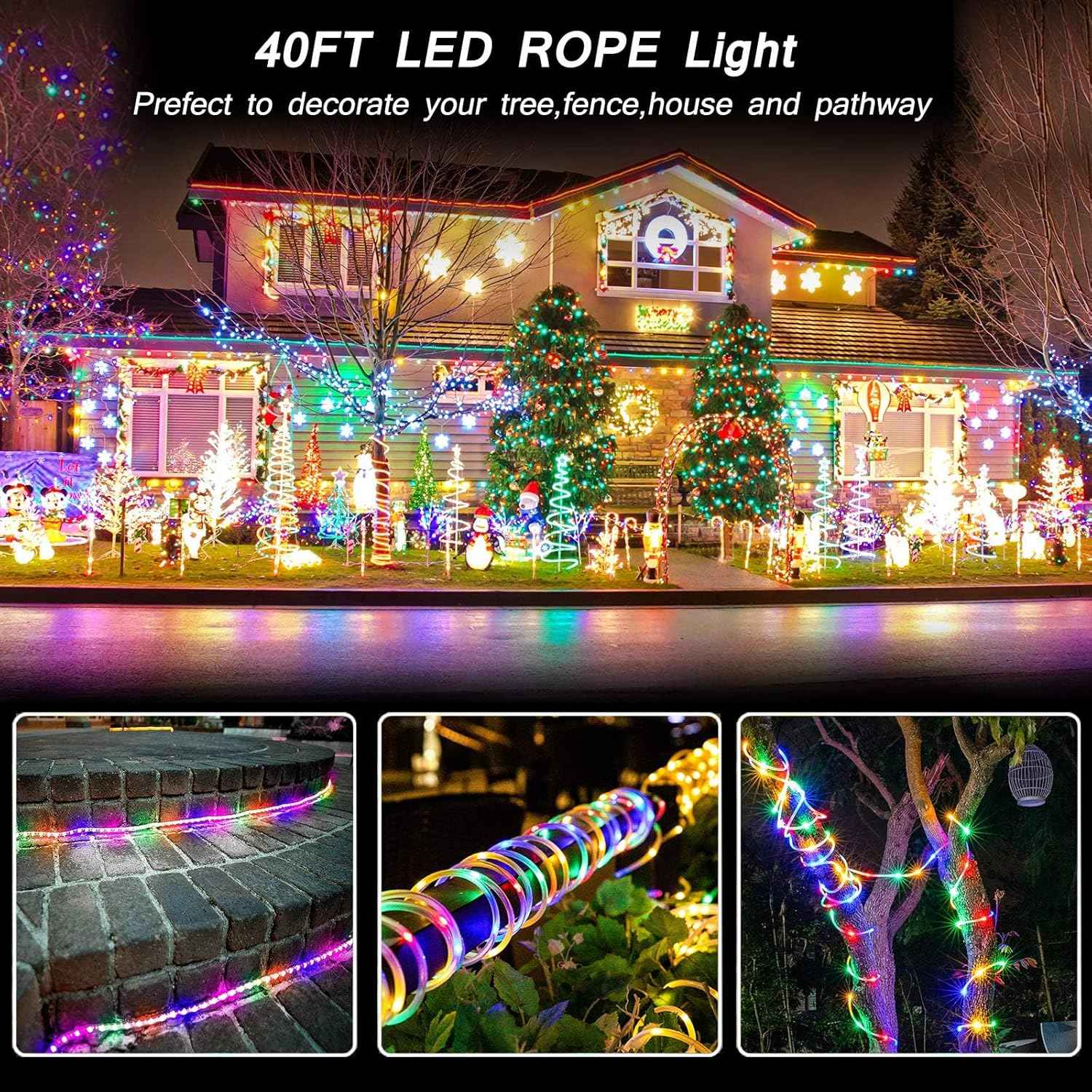 LED Rope Lights Battery Operated 40Ft Waterproof String Lights for Camping Tent Campsite and RV Awning