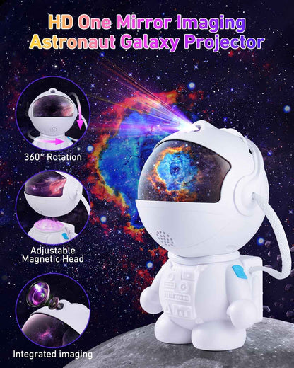 AstroLume Astronaut Galaxy Projector for Bedroom Decor – Sculptural Figurine Night Light with 12 Cosmic Scenes for Living Room