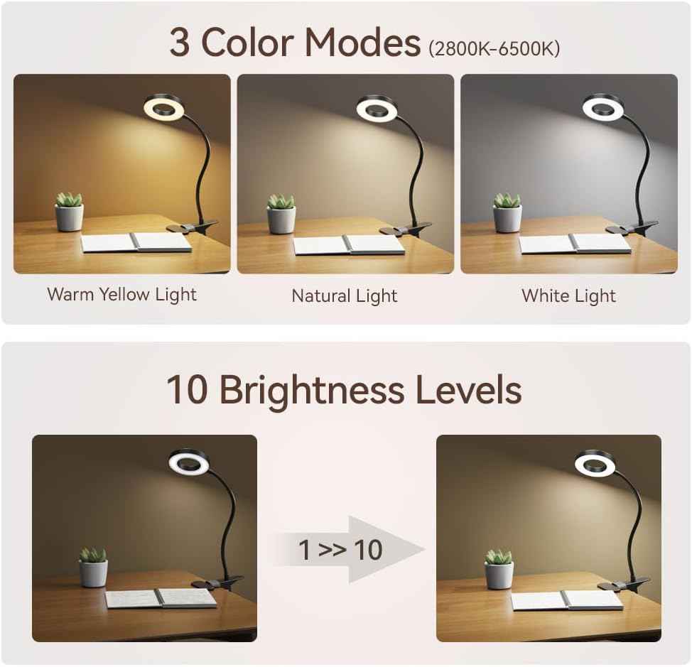 Minimalist LED Desk Lamp – Clean-Lined Clip-On Light for Clutter-Free Workstations, USB Powered