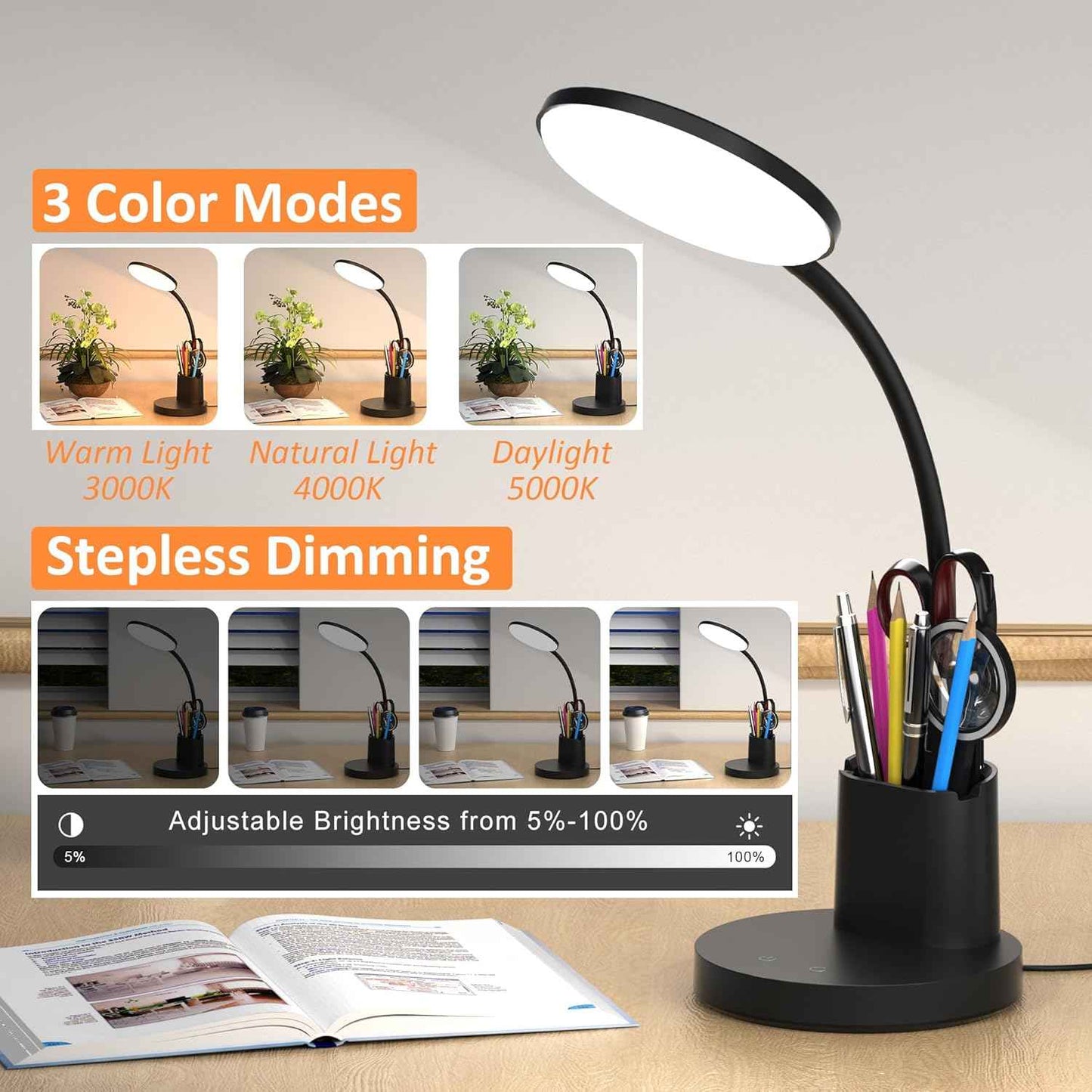 AromaX Glow – Child-Safe Study Lamp for Elementary Desk and Bedroom Nightstand