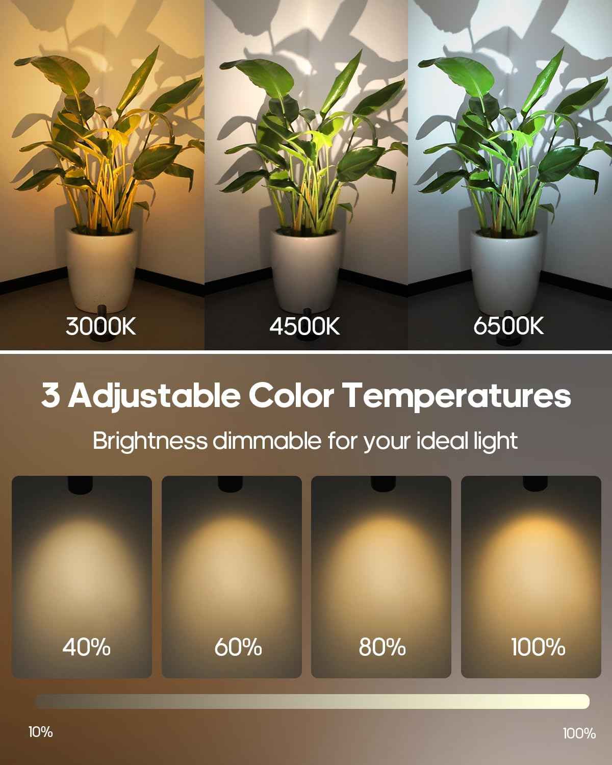 Wireless Magnetic LED Spotlight, Clean Cylinder Profile for Intentional Shelf and Plant Displays, No Wires No Clutter