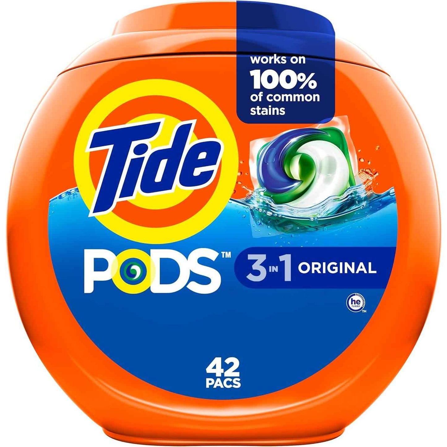 Tide PODS 112 Count HE Compatible Detergent for Busy Family Bathrooms – Child-Safe Twist Snap Lid