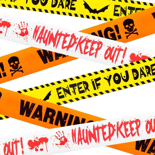 Warning Tape 3-Pack – Creepy Living Room and Entryway Halloween Decoration for Haunted Vibes