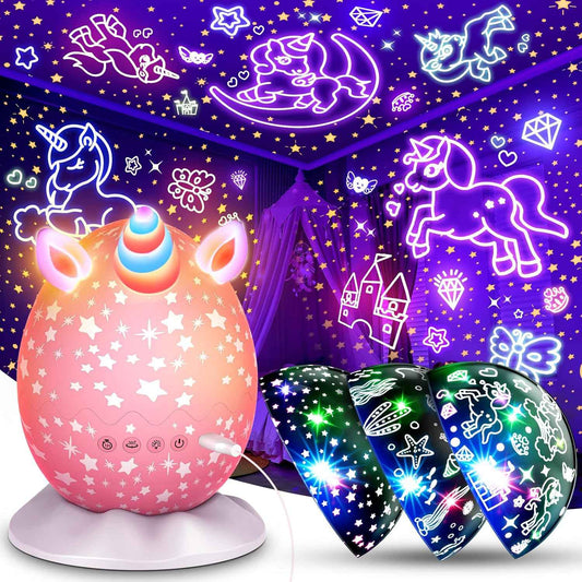 Unicorn Egg Star Projector – Pastel Bedroom Decor Lamp with 360 Degree Rotation and 4 LED Colors