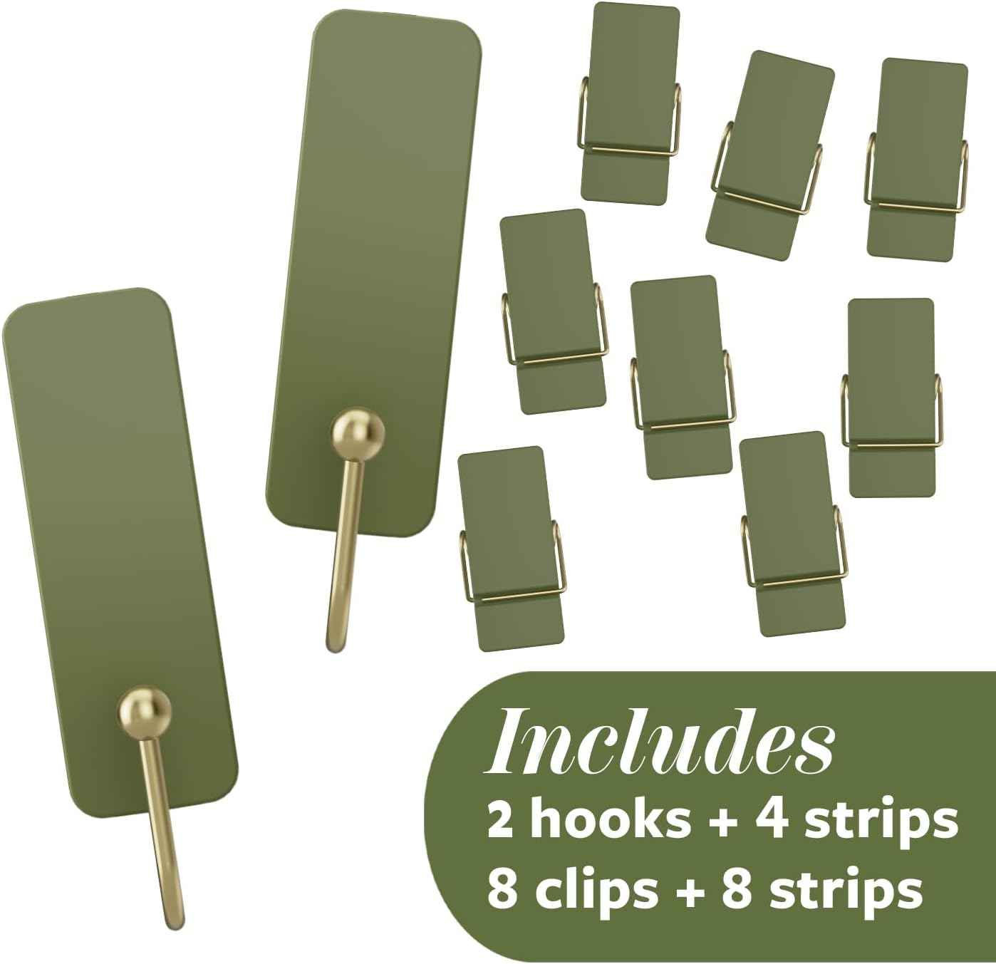 Command Sage Hook Set, Neutral Tone Damage Free Hooks for Clean Simple Christmas Decor and Uncluttered Spaces