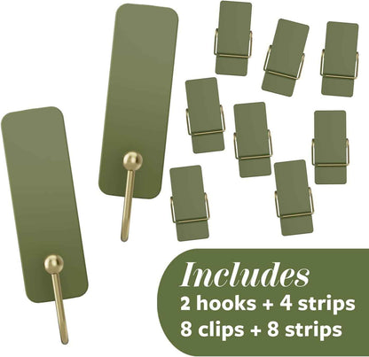 Command Sage Hook Set, Neutral Tone Damage Free Hooks for Clean Simple Christmas Decor and Uncluttered Spaces