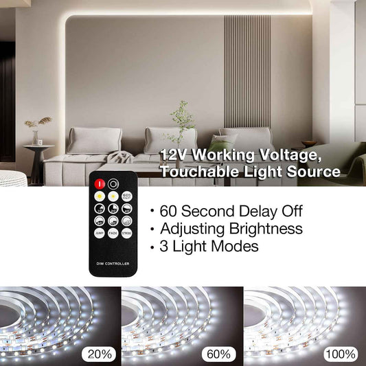 Lumichoice AuraGlow LED Strip Lights – Low-Heat 12V Tape for Kids and Pet Safe Bedroom Lighting, 6500K Dimmable